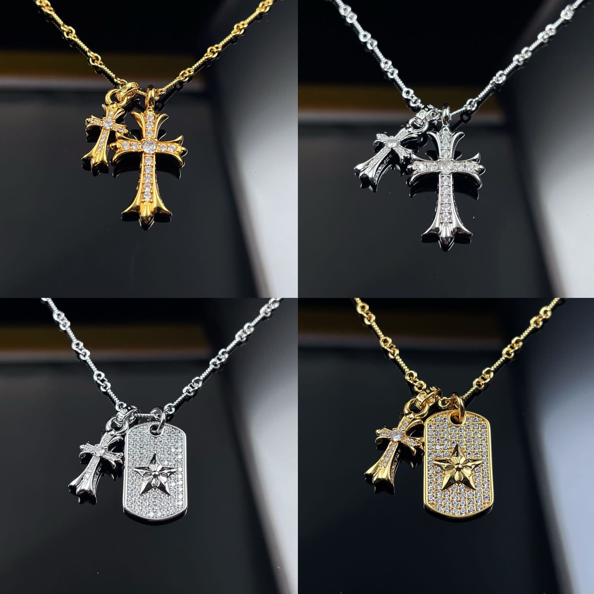 Chrome Hearts Elegant Cross and Star Pendant Necklace Chrome Hearts Elegant Cross and Star Pendant Necklace